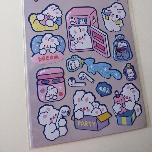 Fluffy Rabbit and Hobbies Sticker Sheet - Picture 4 of 4